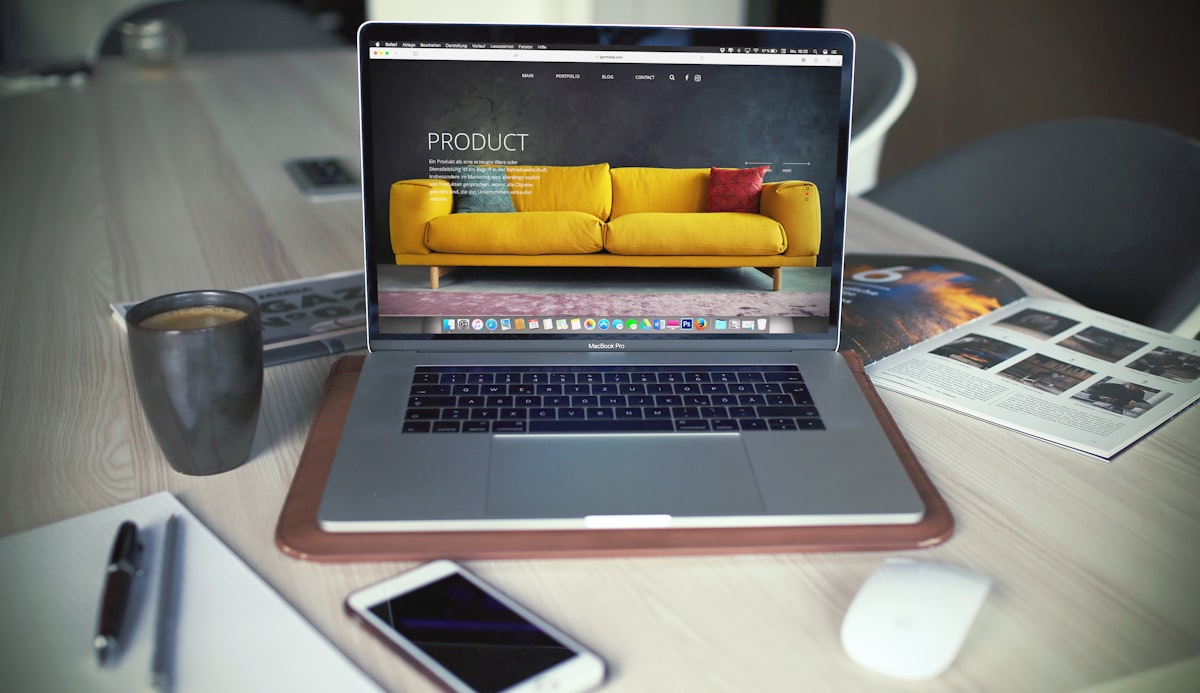 Custom website development workspace